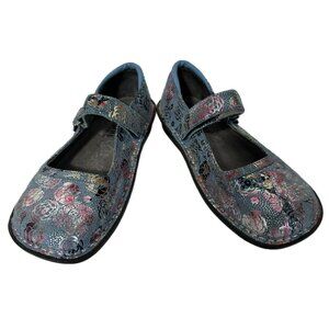 Alegria Bel-234 Women’s Size 37 ( 7 - 7.5 ) Mary Jane Holographic Blue Floral